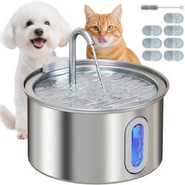 BlingBin Trinkbrunnen Katzenbrunnen 3,2L Trinkbrunnen für Katzen mit leiser Pumpe LED 2.5 l, 35DB, BPA-frei, mit Wasserstandsfenster,7 Aktivkohlefilter – Bild 1 von 5