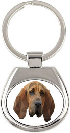 Produktbild von Bloodhound Schlüsselanhänger mit geometrischem Design und Foto Art-Dog weiß