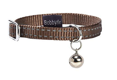 Produktbild von Bobby Safe Katzenhalsband aus Nylon, verstellbar, reflektierend, braun