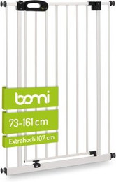 Produktbild von bomi Türschutzgitter Extrahoch 107 cm - Merle 73-161 cm in Weiß für Hunde & Katzen S