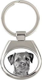 Produktbild von Border Terrier - Schlüsselanhänger mit Hund, Schlüsselanhänger mit Aufdruck, personalisierter Anhänger der Marke Art-Dog silber