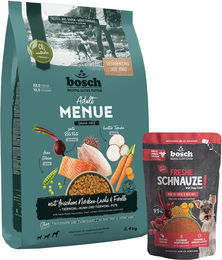 Produktbild von Bosch HPC MENUE Nordsee-Lachs 2,4 kg + Freshe Schnauze 250 g gratis