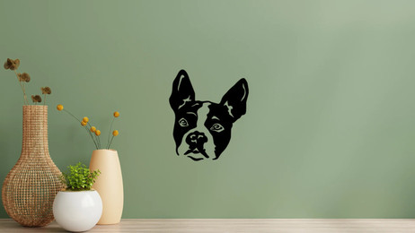 Produktbild von Boston Terrier Kopf Wandtattoo Wandbild Wandsticker Wandaufkleber Wanddekoration