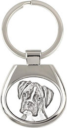 Produktbild von Boxer, Deutscher Boxer III - Schlüsselanhänger mit Hund, Schlüsselanhänger mit Aufdruck, personalisierter Anhänger der Marke Art-Dog silber