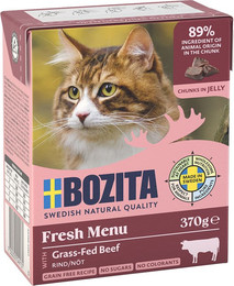 Produktbild von Bozita Cat Häppchen in Gelee mit Rinderhack - 6 x 370 g
