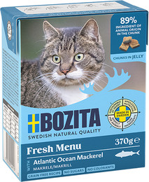 Produktbild von Bozita Häppchen in Gelee 370 Gramm Katzennassfutter 16 x 370 Gramm mit Makrele