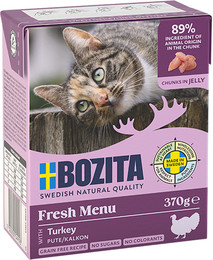 Produktbild von Bozita Häppchen in Gelee 370 Gramm Katzennassfutter 16 x 370 Gramm mit Pute
