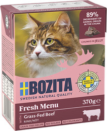 Produktbild von Bozita Häppchen in Gelee 370 Gramm Katzennassfutter 16 x 370 Gramm mit Rinderhack
