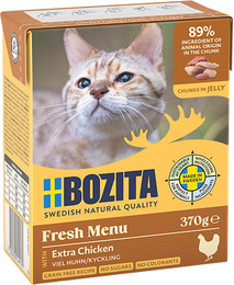 Produktbild von Bozita Häppchen in Gelee 370 Gramm Katzennassfutter 16 x 370 Gramm mit viel Huhn