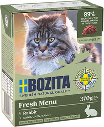 Produktbild von Bozita Häppchen in Gelee 370 Gramm Katzennassfutter Sparpaket 32 x 370 Gramm mit Kaninchen