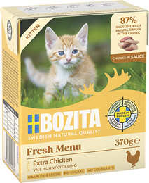 Produktbild von Bozita Häppchen in Soße 370 Gramm Katzennassfutter 16 x 370 Gramm Kitten mit Hühnchen