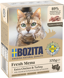 Produktbild von Bozita Häppchen in Soße 370 Gramm Katzennassfutter 16 x 370 Gramm mit Hühnchen & Pute