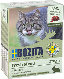Produktbild von Bozita Häppchen in Soße 370 Gramm Katzennassfutter 16 x 370 Gramm mit Kaninchen