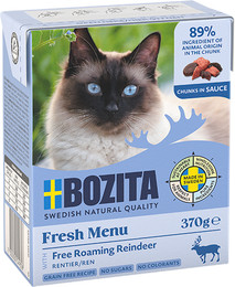 Produktbild von Bozita Häppchen in Soße 370 Gramm Katzennassfutter 16 x 370 Gramm mit Rentier