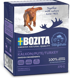 Produktbild von Bozita Happen in Gelee 370 Gramm Hundenassfutter Sparpaket 12 x 370 Gramm mit Pute