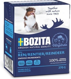 Produktbild von Bozita Happen in Gelee 370 Gramm Hundenassfutter Sparpaket 12 x 370 Gramm mit Rentier