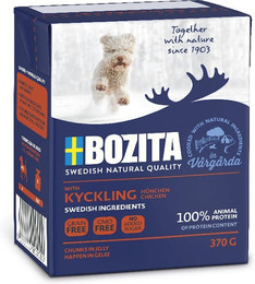 Produktbild von Bozita Happen in Gelee 370 Gramm Hundenassfutter Sparpaket 12 x 370 Gramm mit zartem Hühnchen