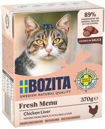 Produktbild von BOZITA Nassfutter Katze, Adult, Häppchen in Sauce Hühnchenleber 6x370 g