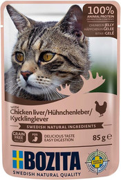 Produktbild von Bozita Pouch Häppchen in Gelee mit Hühnchenleber - 12 x 85 g