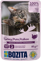 Produktbild von Bozita Pouch Häppchen in Soße mit Pute - 12 x 85 g