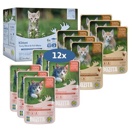 Produktbild von Bozita Pouch Kitten Häppchen in Sauce Fisch & Fleisch - 12 x 85 g