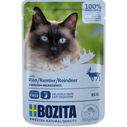 Produktbild von Bozita Pouch Nassfutter Häppchen in Soße mit Rentier - 12 x 85 g