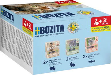 Produktbild von Bozita Tetra Häppchen in Soße 6 x 370 g - Mix (3 Sorten)