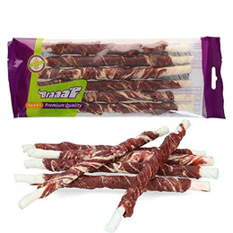 Produktbild von Braaaf Twister Lamm mit Kabeljau Kau-Snack für Hunde - 12 x 21 cm