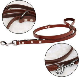 Produktbild von Braune faltbare Hundeleine aus Leder 1,5 cm Breite 200 cm Länge - 200 cm
