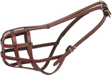 Produktbild von Brauner Leder-Maulkorb für Rottweiler
