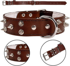 Produktbild von Braunes Leder Stachelhalsband 40mm/57cm