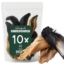 Produktbild von Breers Pet Food Rinderohren mit Fell getrocknet 10 Stück Kausnack Hundeleckerlie, 10St., Harter Kauartikel, Leckerli getreidefrei, Hundesnack zuckerfrei