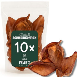 Produktbild von Breers Pet Food Schweineohren getrocknet 10 Stück Kausnack Hundeleckerlie, 10St., Harter Kauartikel, Leckerli getreidefrei, Hundesnack zuckerfrei