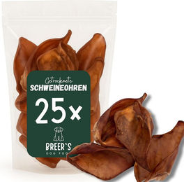 Breers Pet Food Schweineohren getrocknet 25 Stück Kausnack Hundeleckerlie, 25St., Harter Kauartikel, Leckerli getreidefrei, Hundesnack zuckerfrei – Bild 1 von 5