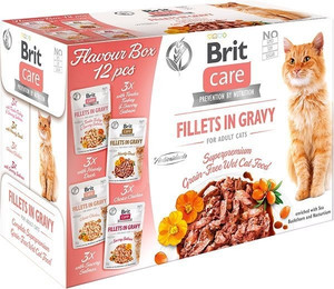 Produktbild von BRIT Care Cat Flavour Box Adult Katzenfutter mit Huhn, Lachs, Pute und Ente - 12 x 85 g