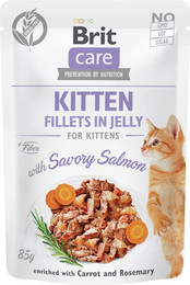 Produktbild von Brit Care Fillets in Jelly 85 Gramm Katzennassfutter Sparpaket 48 x 85 Gramm Salmon Kitten