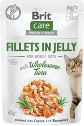 Produktbild von Brit Care Fillets in Jelly 85 Gramm Katzennassfutter Sparpaket 48 x 85 Gramm Tuna