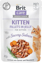 Produktbild von BRIT Care Kitten Fillets in Jelly Savory Salmon 24 x 85 g Lachs