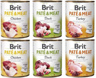 Produktbild von BRIT Pate&Meat Gemischte Geschmacksrichtungen mit Geflügel Pastete für Hunde - 6 x 800 g