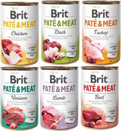 Produktbild von BRIT Pate Meat Geschmacksmischung Pastete für Hunde - 6 x 400 g