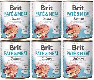 Produktbild von BRIT Pate&Meat Salmon Lachspasteten für Hunde - 6 x 800 g