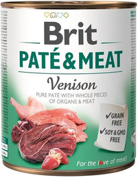 Produktbild von BRIT Pate&Meat Venison Pastete mit Wildfleisch für Hunde - 800 g