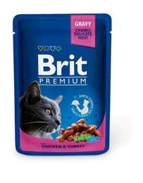 Produktbild von BRIT Premium Adult Beutel mit Huhn und Truthahn für Katzen - 24 x 100 g