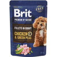 Produktbild von BRIT Premium By Nature Dog Fillets in Gravy mit Huhn und grünen Erbsen 24x85g
