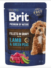 Produktbild von BRIT Premium By Nature Dog Fillets in Gravy mit Lammfleisch und grünen Erbsen 24x85g