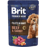 Produktbild von BRIT Premium By Nature Dog Fillets in Gravy mit Rindfleisch und Karotten 24x85g