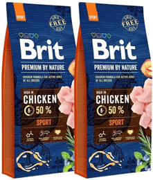 Produktbild von BRIT Premium By Nature Sport Hundefutter mit Huhn - 2 x 15 kg