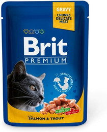 Produktbild von BRIT Premium Cat Adult Lachs und Forelle Katzennassfutter - 24 x 100 g