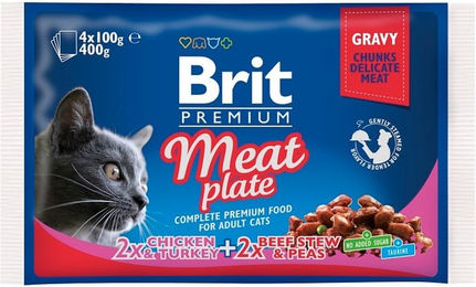 Produktbild von BRIT Premium Pouches Meat Plate 4 x 100 g