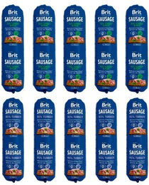 Produktbild von BRIT Premium Sausage Chicken, turkey and pea 5x800 g + Turkey 5x800 g